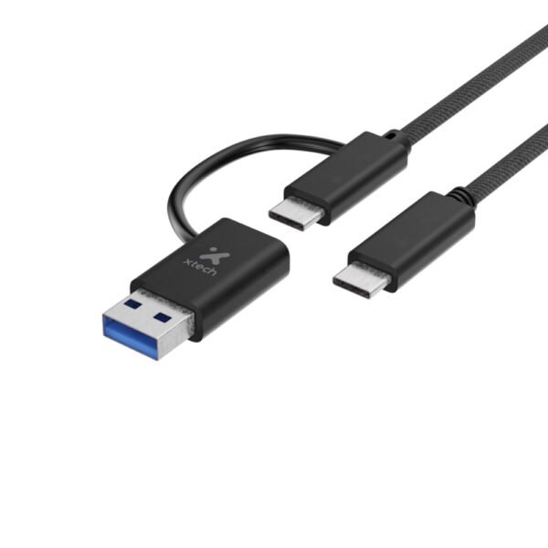 Cable 2 en 1 Usb C/ Usb C / Usb A Xtech XTC-532