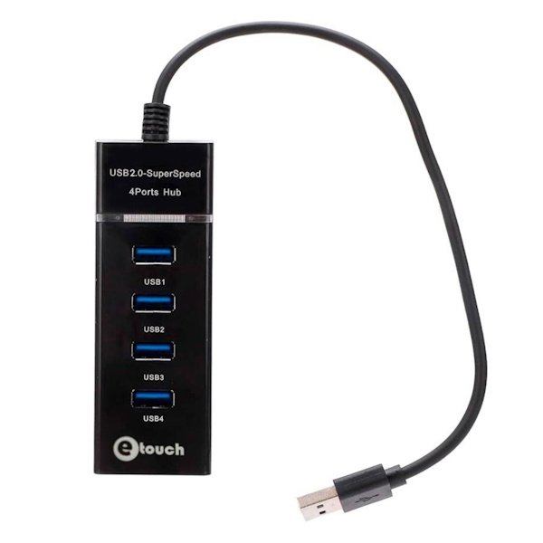 HUB USB 2.0 - 4 PUERTOS - NEGRO TIPO BARRA ETOUCH