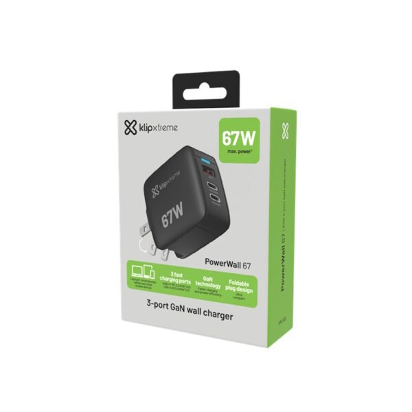 KX Wall Charger 67W KMC-500 2xUSB-C PD3.0 + USB-A QC3.0 GAN