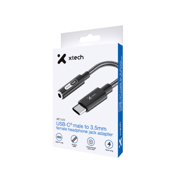 XTC509_7 Adaptador USB-C macho a 3,5mm hembra para audífonos